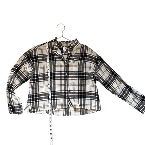 GAP kids light  Flannel ruffle neck button down  Shirt size XL 12 - Picture 4 of 7